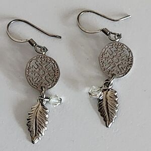Vintage Silver Tone Dream Catcher Dangle Earrings